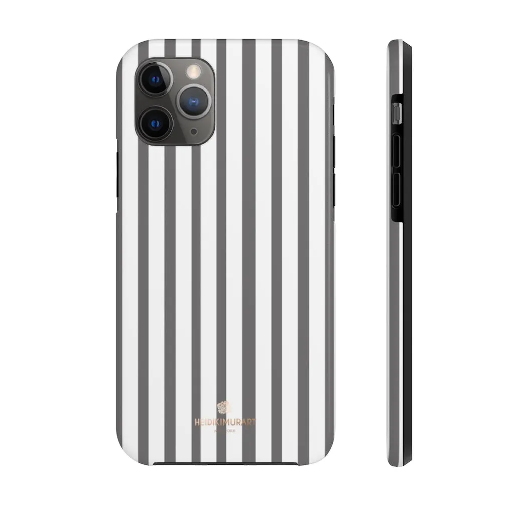 Grey Striped iPhone Case, Modern Designer Case Mate Tough Samsung Galaxy Phone Cases