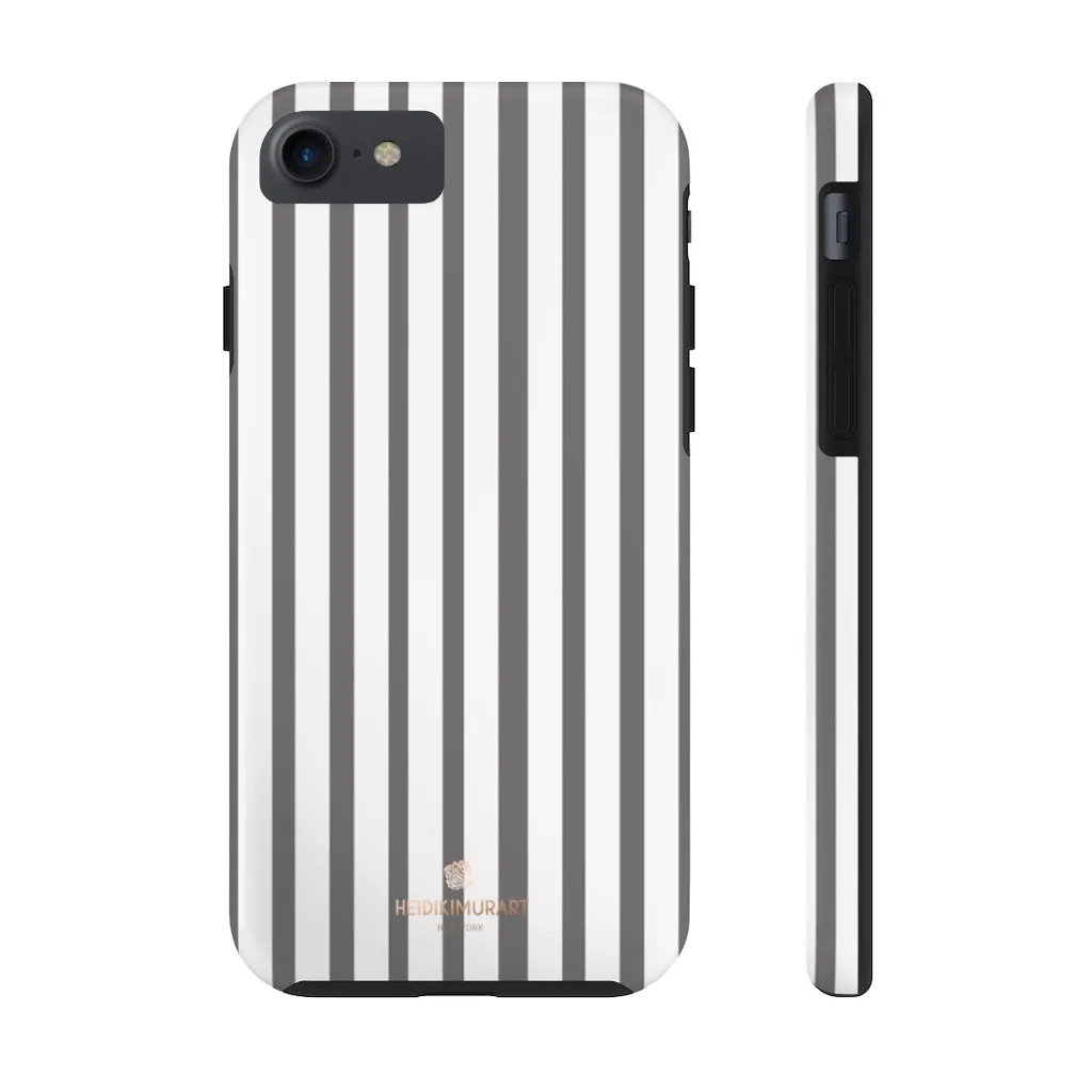 Grey Striped iPhone Case, Modern Designer Case Mate Tough Samsung Galaxy Phone Cases