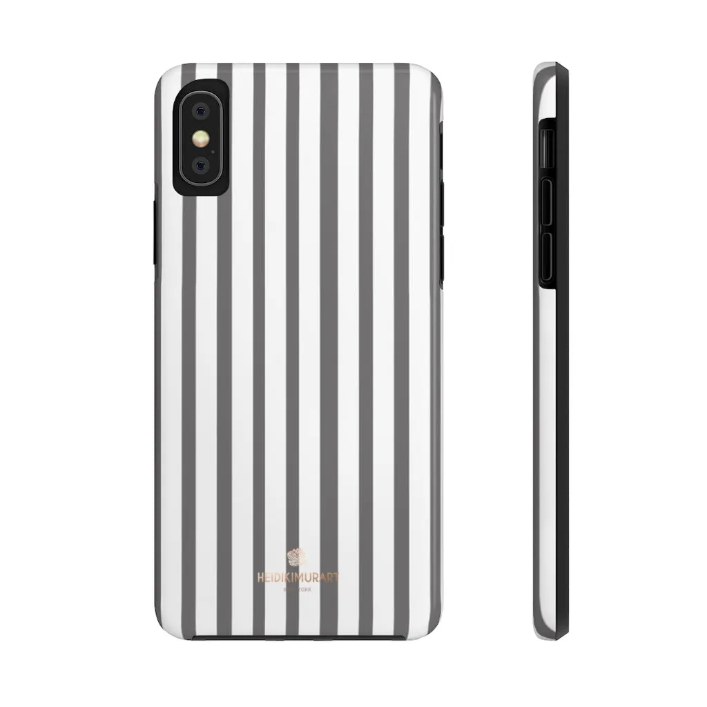 Grey Striped iPhone Case, Modern Designer Case Mate Tough Samsung Galaxy Phone Cases