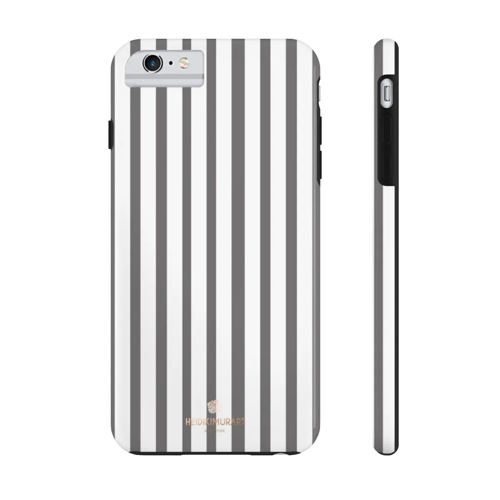 Grey Striped iPhone Case, Modern Designer Case Mate Tough Samsung Galaxy Phone Cases