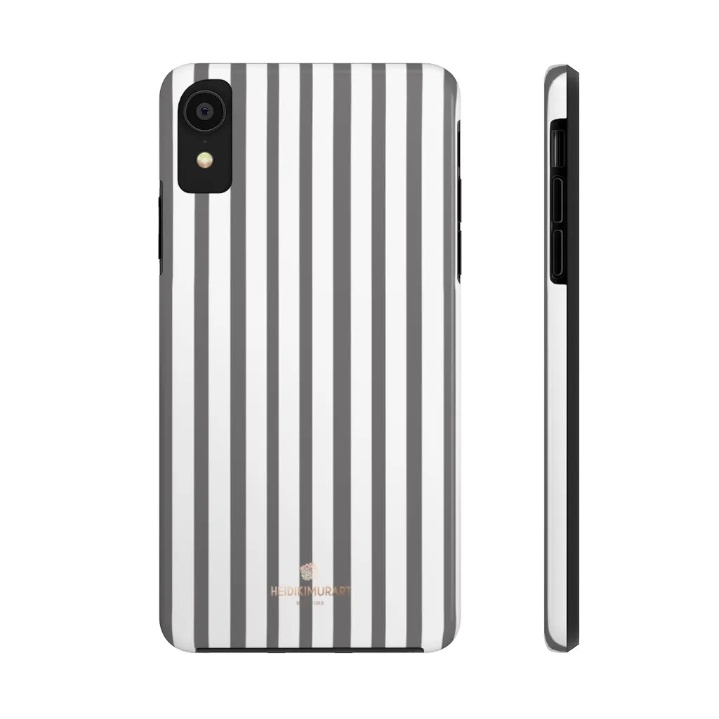 Grey Striped iPhone Case, Modern Designer Case Mate Tough Samsung Galaxy Phone Cases