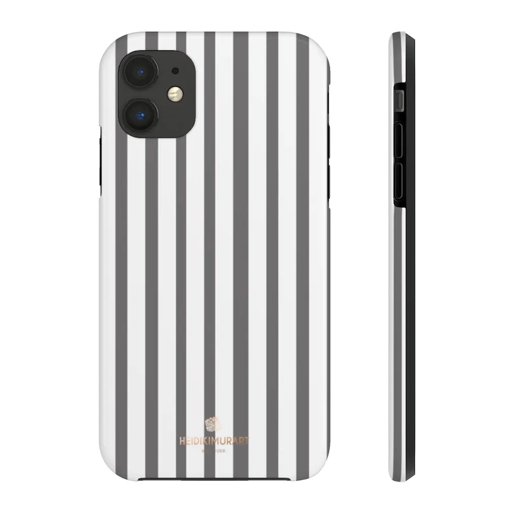 Grey Striped iPhone Case, Modern Designer Case Mate Tough Samsung Galaxy Phone Cases