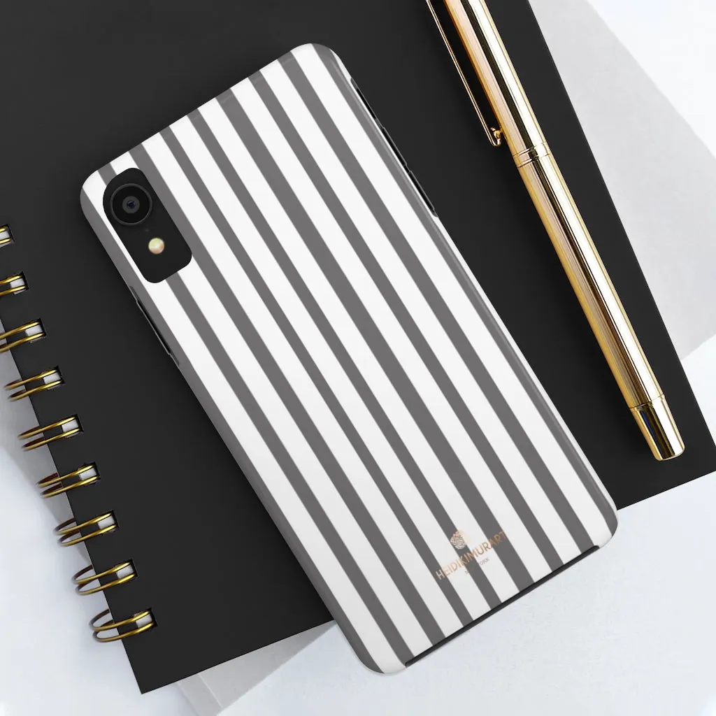 Grey Striped iPhone Case, Modern Designer Case Mate Tough Samsung Galaxy Phone Cases