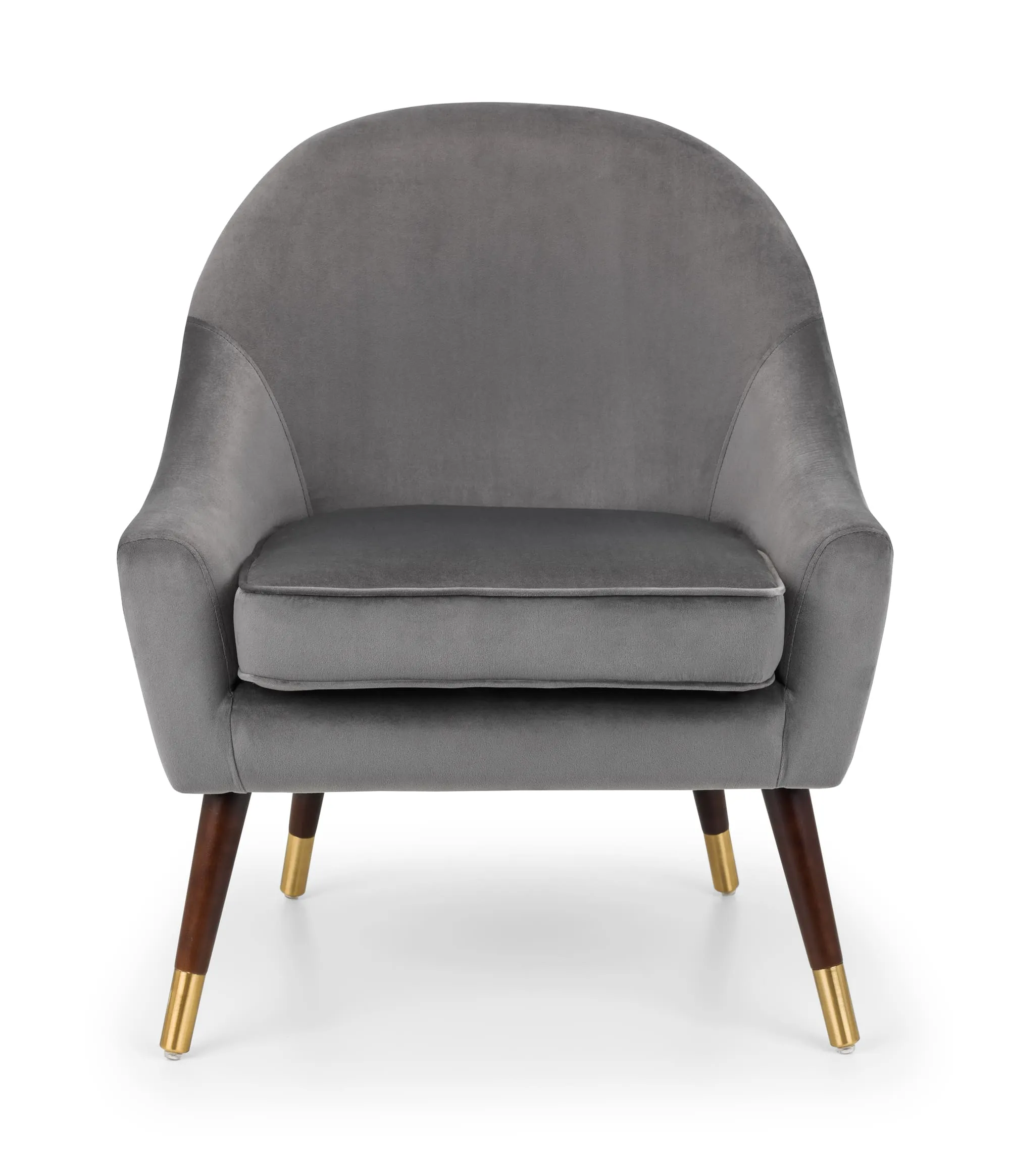 Grey Velvet Armchair with Oak Legs