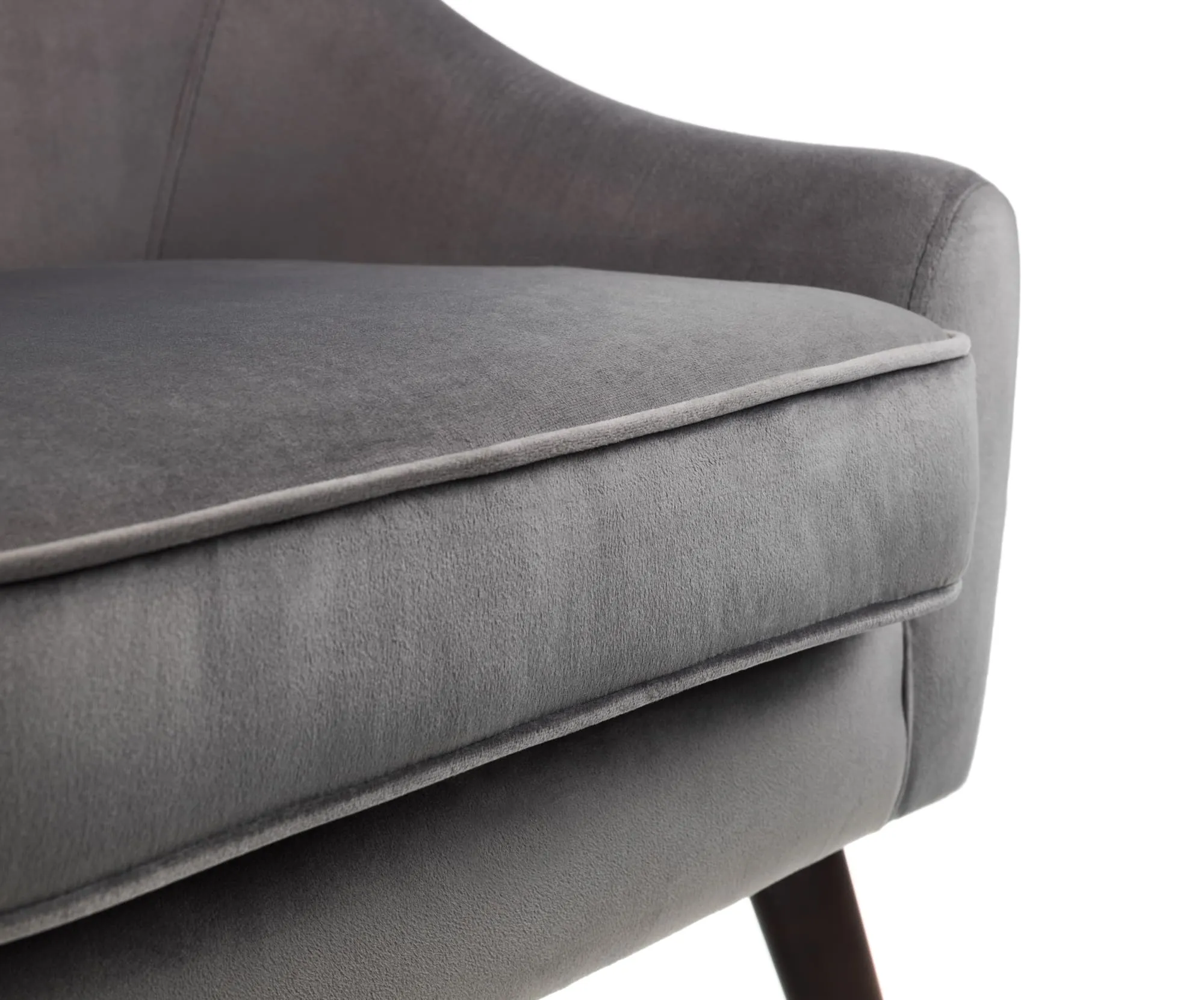 Grey Velvet Armchair with Oak Legs