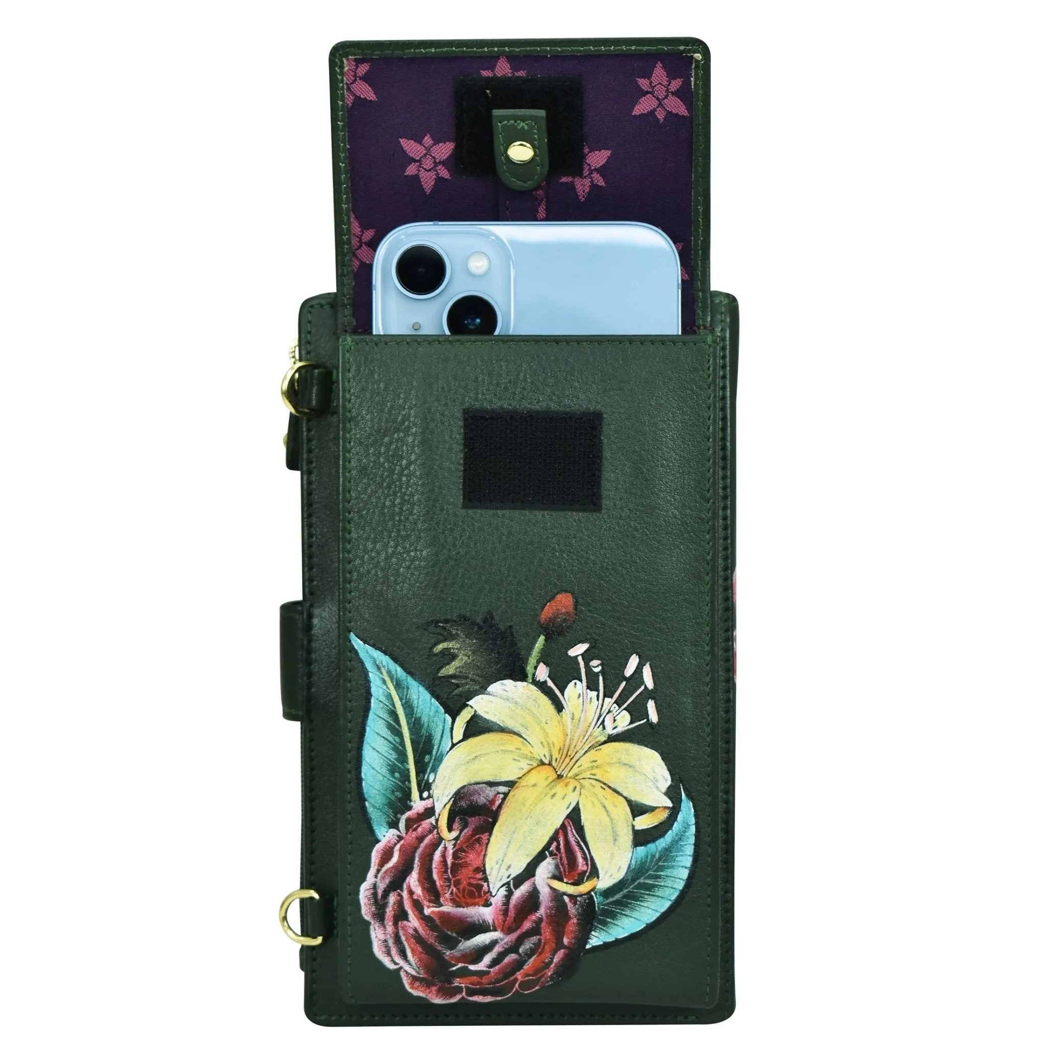 Hand Painted Crossbody Wallet & Phone Organizer