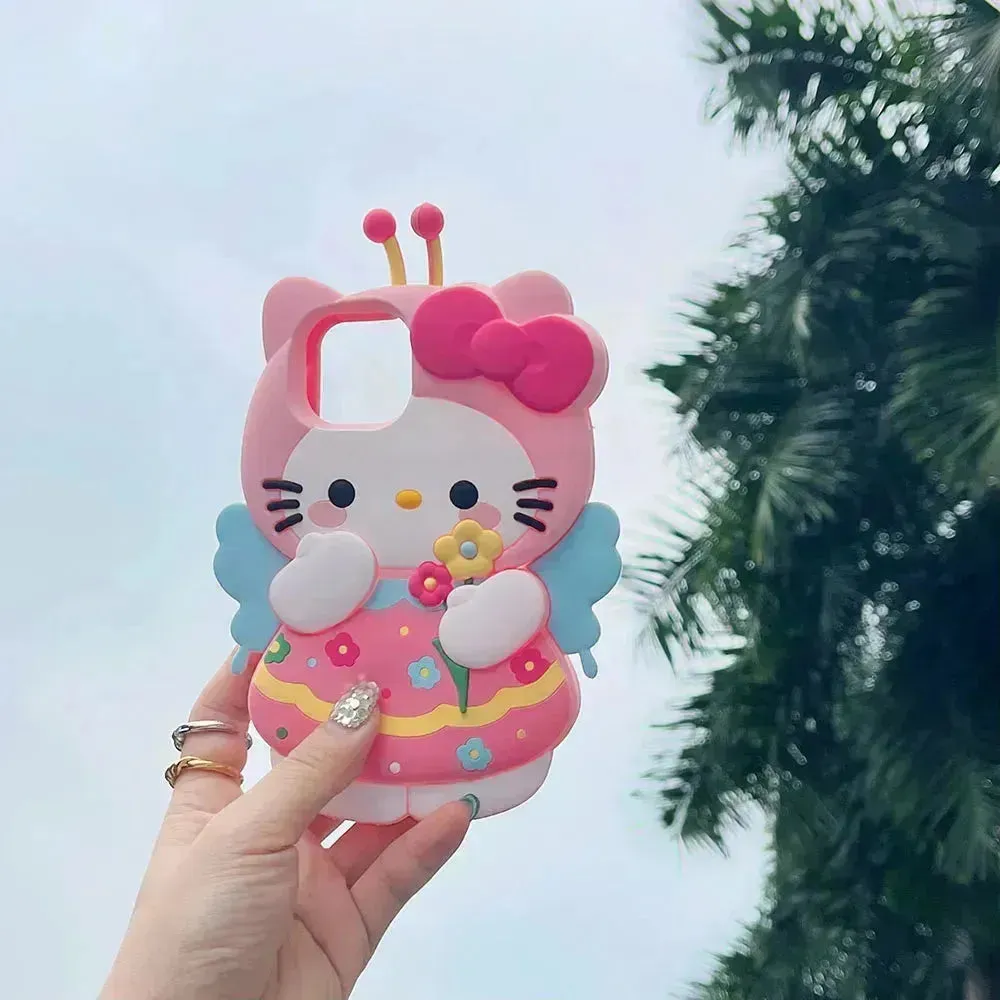 Hello Kitty Pink Bee Stereoscopic Phone Case (For iPhones)