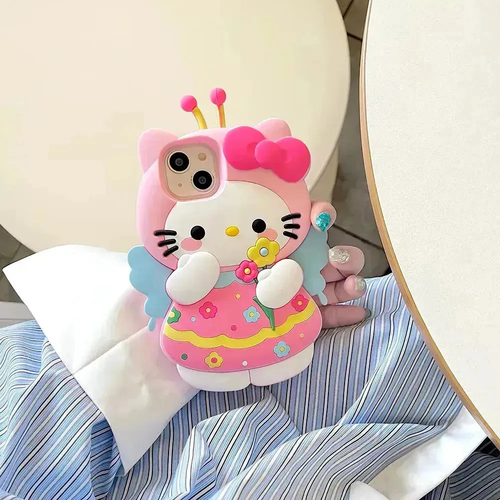 Hello Kitty Pink Bee Stereoscopic Phone Case (For iPhones)