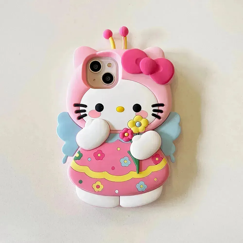 Hello Kitty Pink Bee Stereoscopic Phone Case (For iPhones)