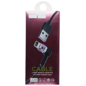 Hoco. (3.3-Ft) L-Shape Magnetic Lightning 8-Pin to USB Cable - Black