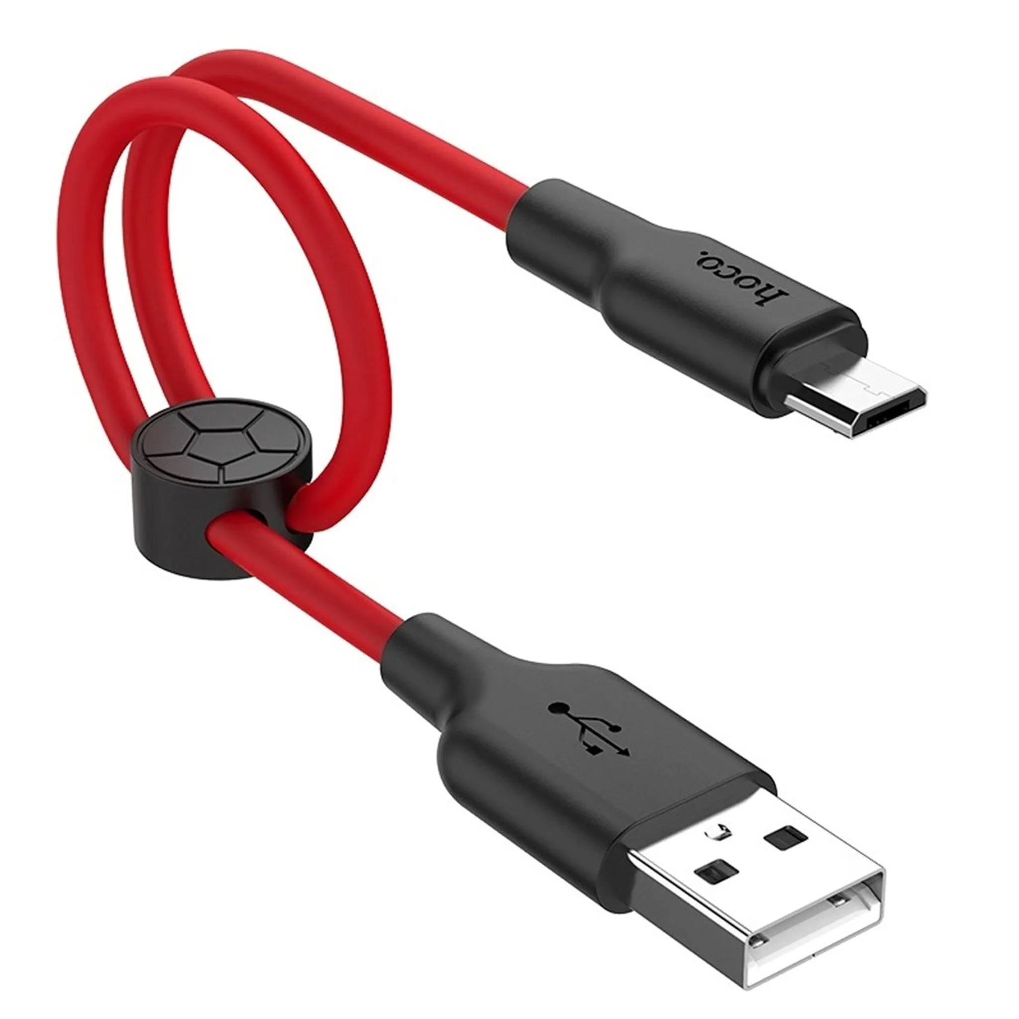 HOCO X21 Plus Silicone charging cable for Micro(L=0.25M) - black＆red