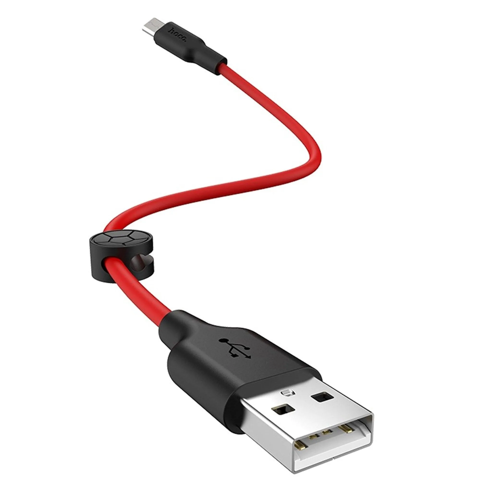 HOCO X21 Plus Silicone charging cable for Micro(L=0.25M) - black＆red