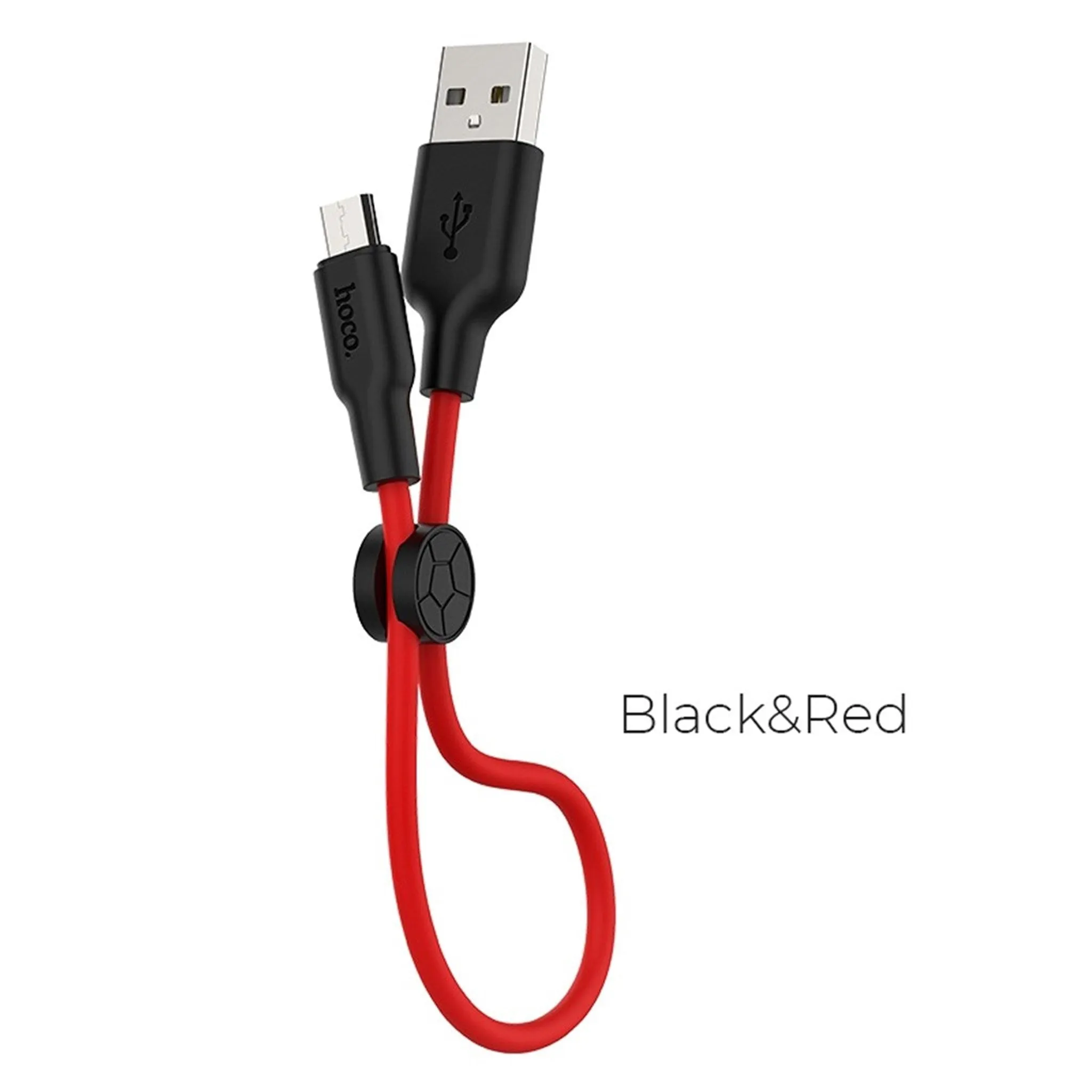 HOCO X21 Plus Silicone charging cable for Micro(L=0.25M) - black＆red