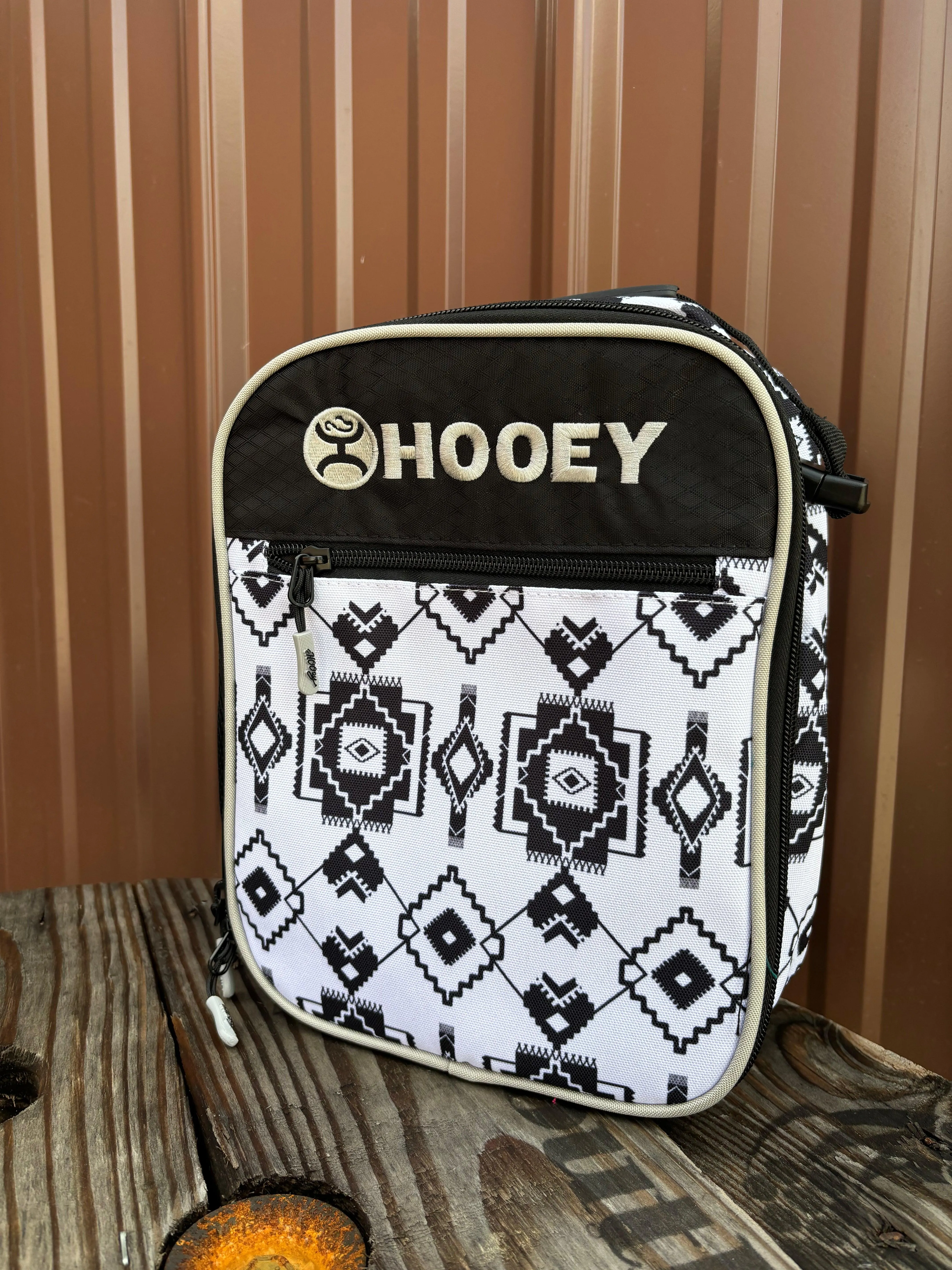 Hooey Black & White Southwestern Aztec Print Lunch Box HLB005-WHBK