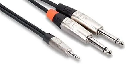 Hosa HMP-006Y REAN 3.5 mm TRS to Dual 1/4 inch TS Pro Stereo Breakout Cable, 6 Feet