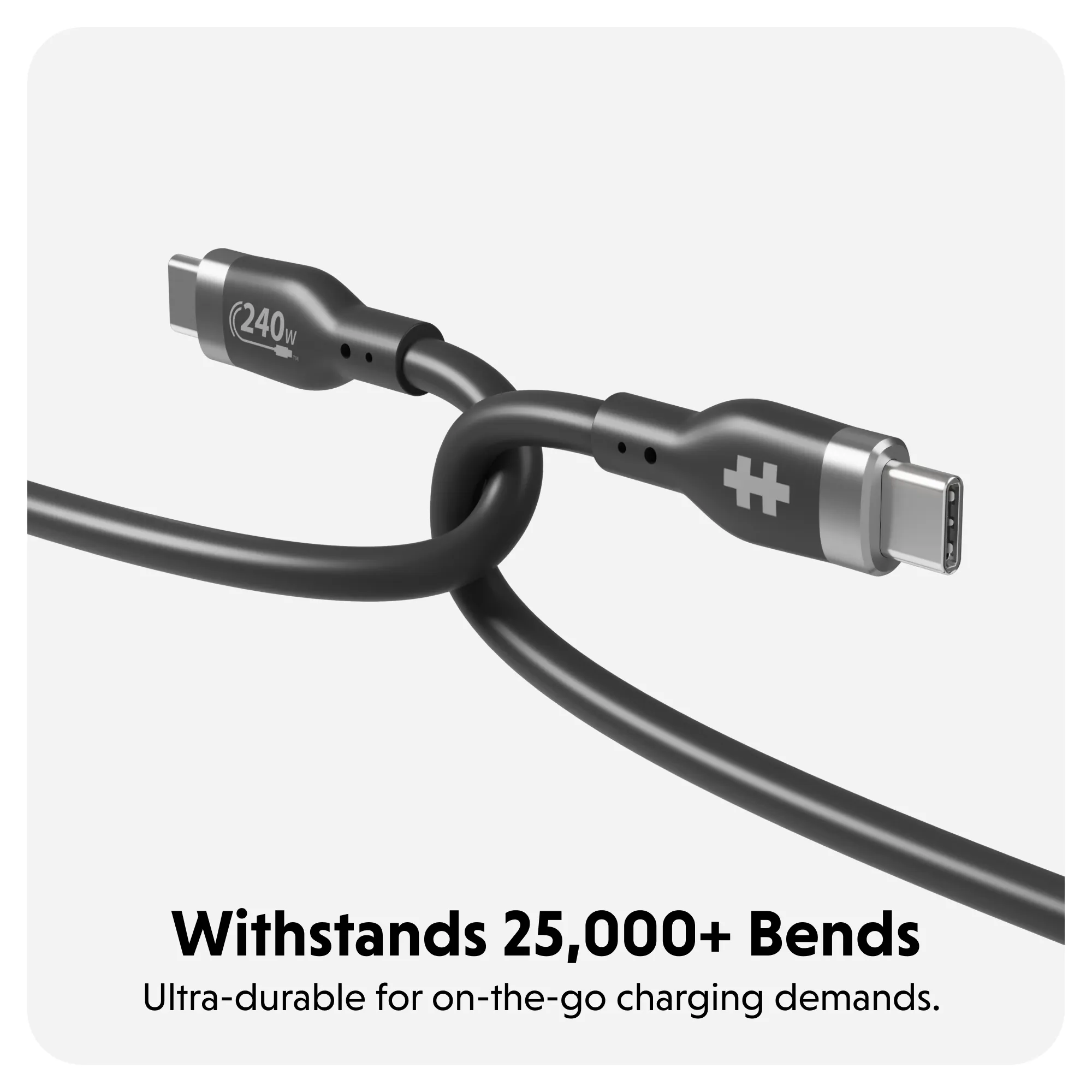 HyperJuice 240W Silicone USB-C to USB-C Cable (3ft/1m) - Black