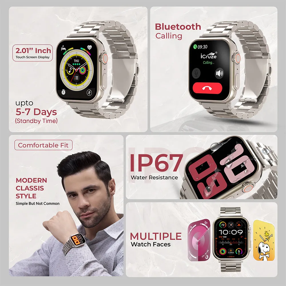 iCruze Pronto Max  With Stainless Steel Band Calling Smartwatch