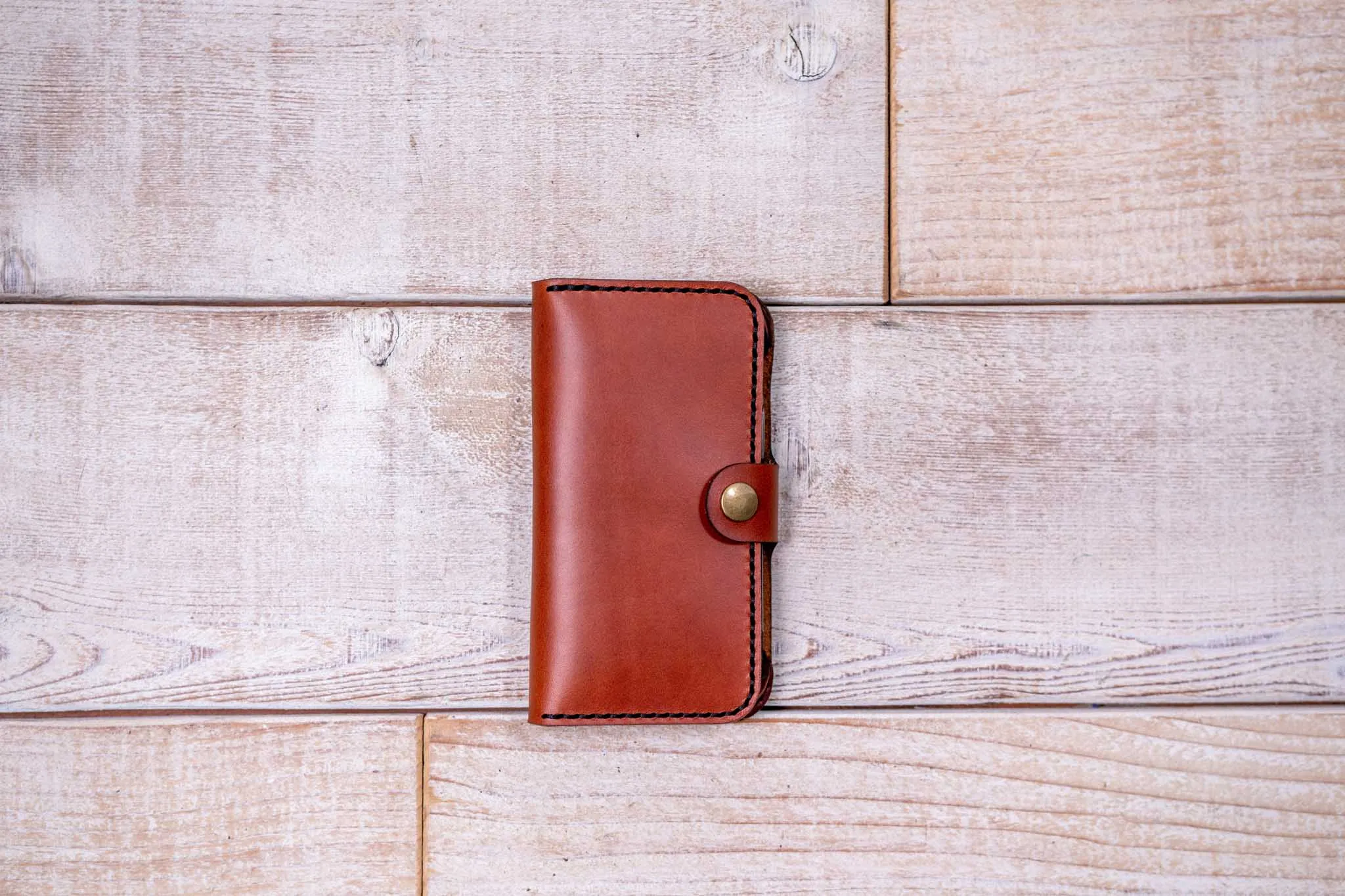 iPhone 12 Mini Leather Phone Wallet | Chestnut