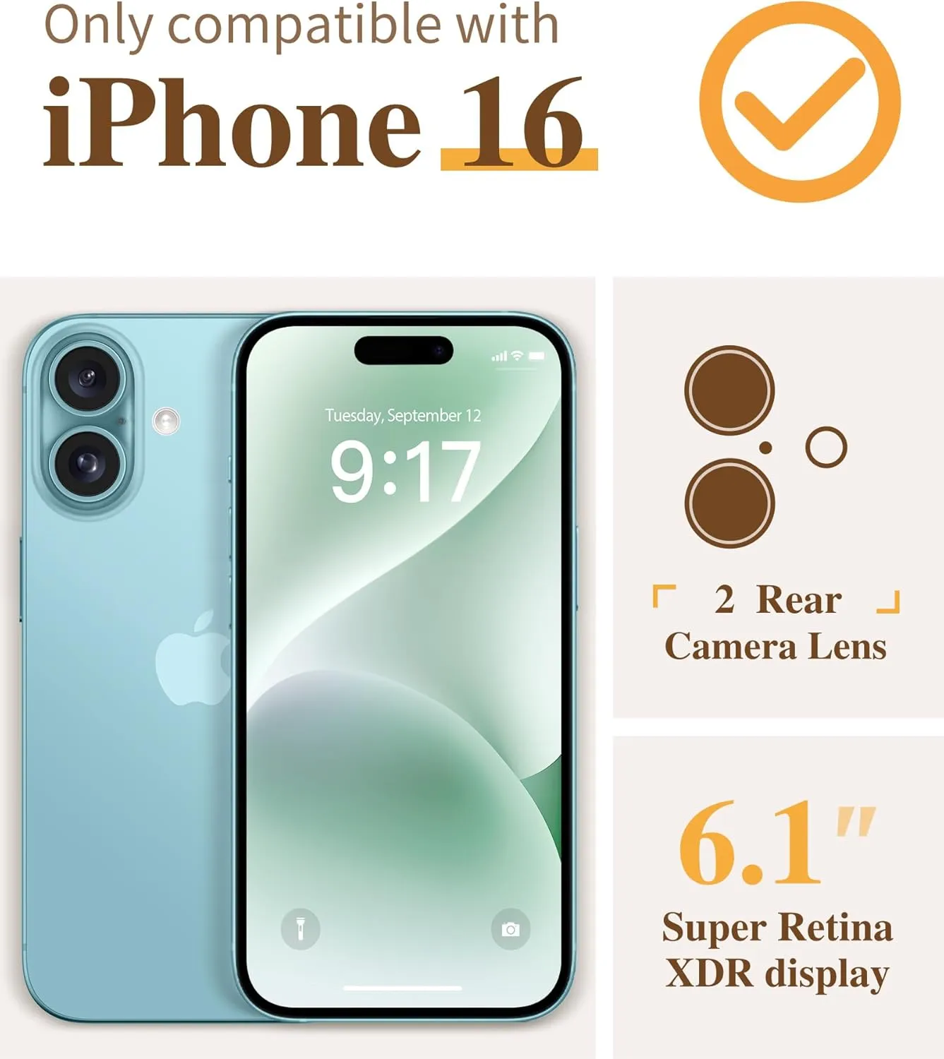 iPhone 16 Case Screen Protector & Camera Lens Protector Slim TPU Shockproof Bumper Protective Phone Case Cover