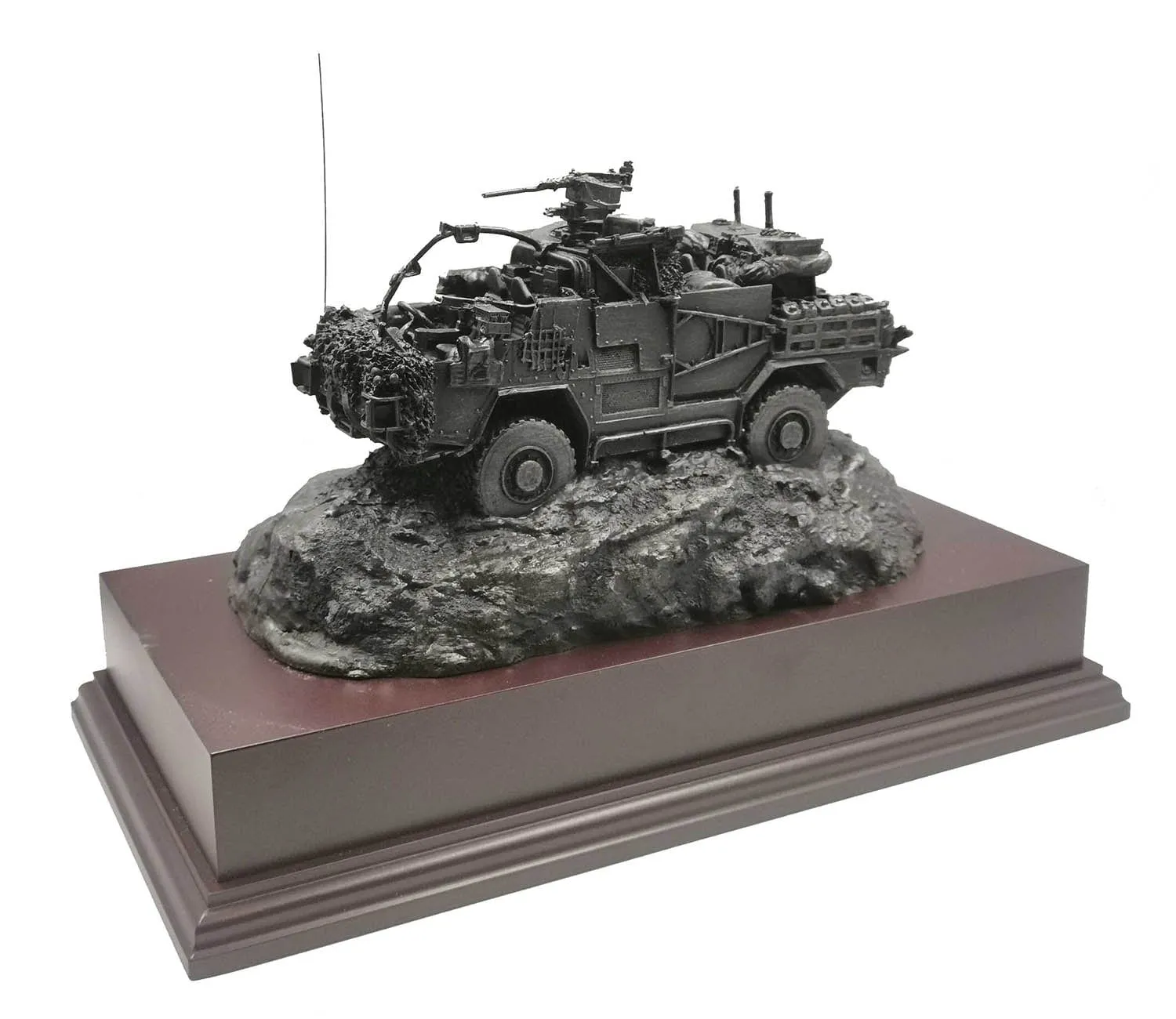 JACKAL MWMIK Cold Cast Bronze Vehicle on Mahogany base