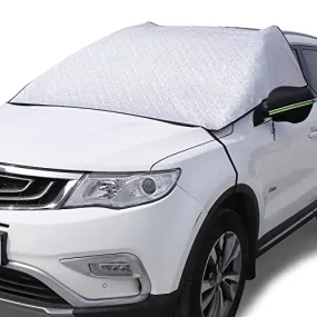 Kaskawise Car Windshield Sunshade, Car Sunshade with Side Mirror Protector for UV and Sun Heat Protection, Waterproof and Windproof Car Sunshade for Trucks and SUVs 59×78.3 Inches (Silver)