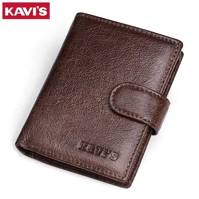 KAVIS 2017 New Slim Genuine Leather Mens Wallet Man Cowhide Cover Coin Purse Small Brand Male Credit&id Multifunctional Walets