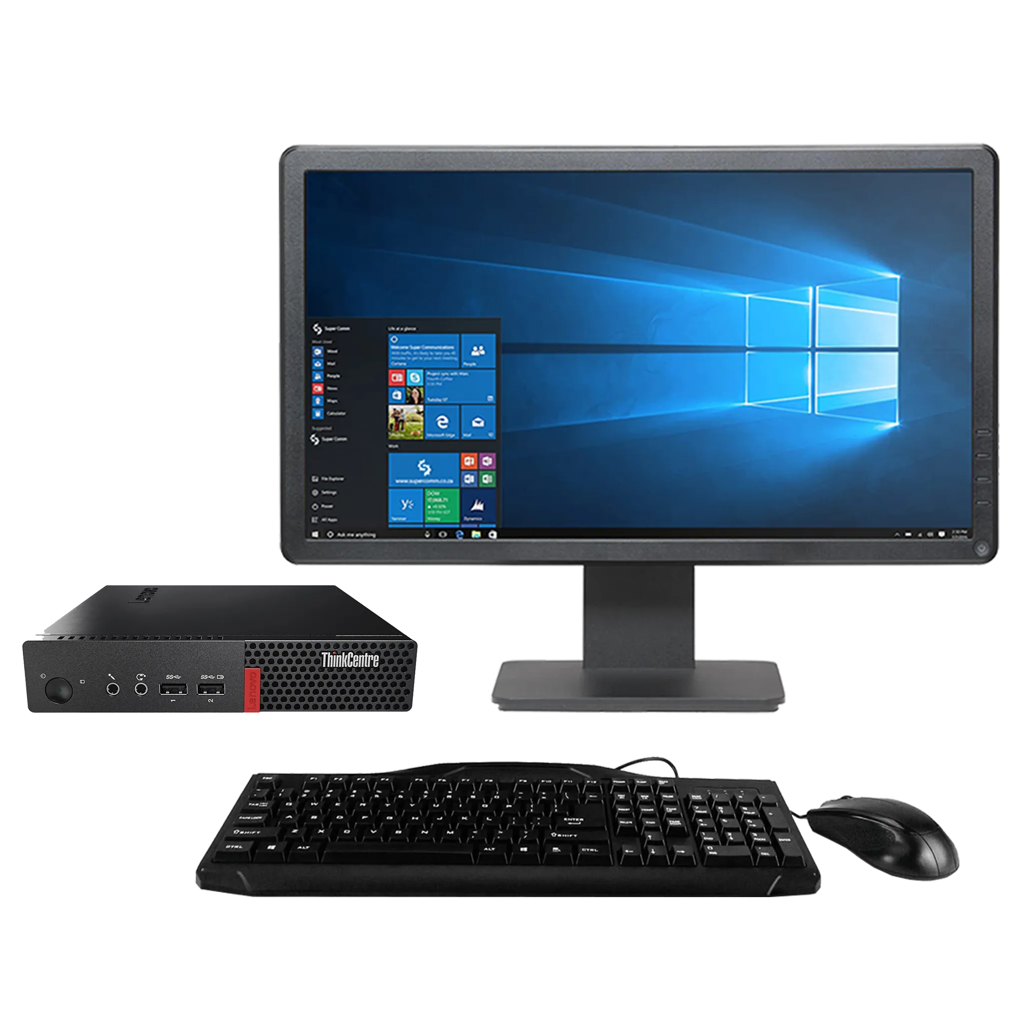 Lenovo ThinkCentre M710q Intel i3, 6th Gen Micro Desktop   20" Monitor