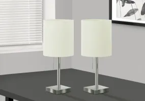 Lighting, Set Of 2, 17"h, Table Lamp, Usb Port Included, Nickel Metal, Ivory / Cream Shade, Contemporary