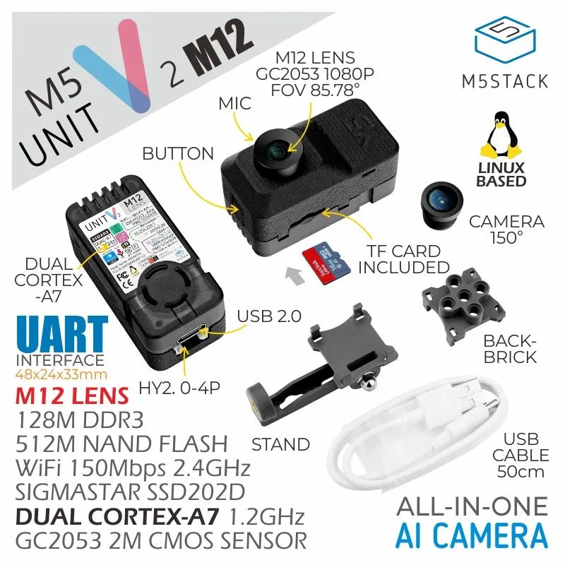 M5Stack UnitV2 M12 Version with Cameras