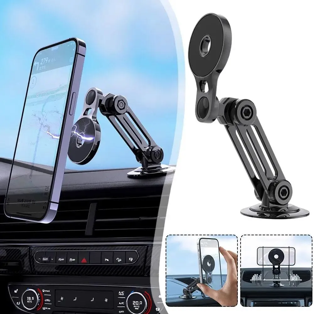 Magsafe Rotatable Base Metal Magnetic Car Phone Holder Foldable Phone Stand