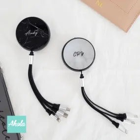 【Marble】Retractable 3 in 1 Charger Cable with Lightning/Type C/Mirco USB