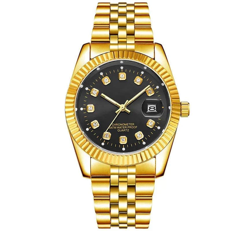 Men's And Women's Student Calendar Room Gold Watch