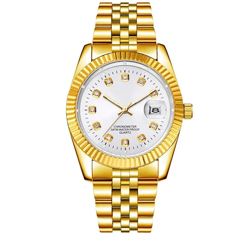 Men's And Women's Student Calendar Room Gold Watch