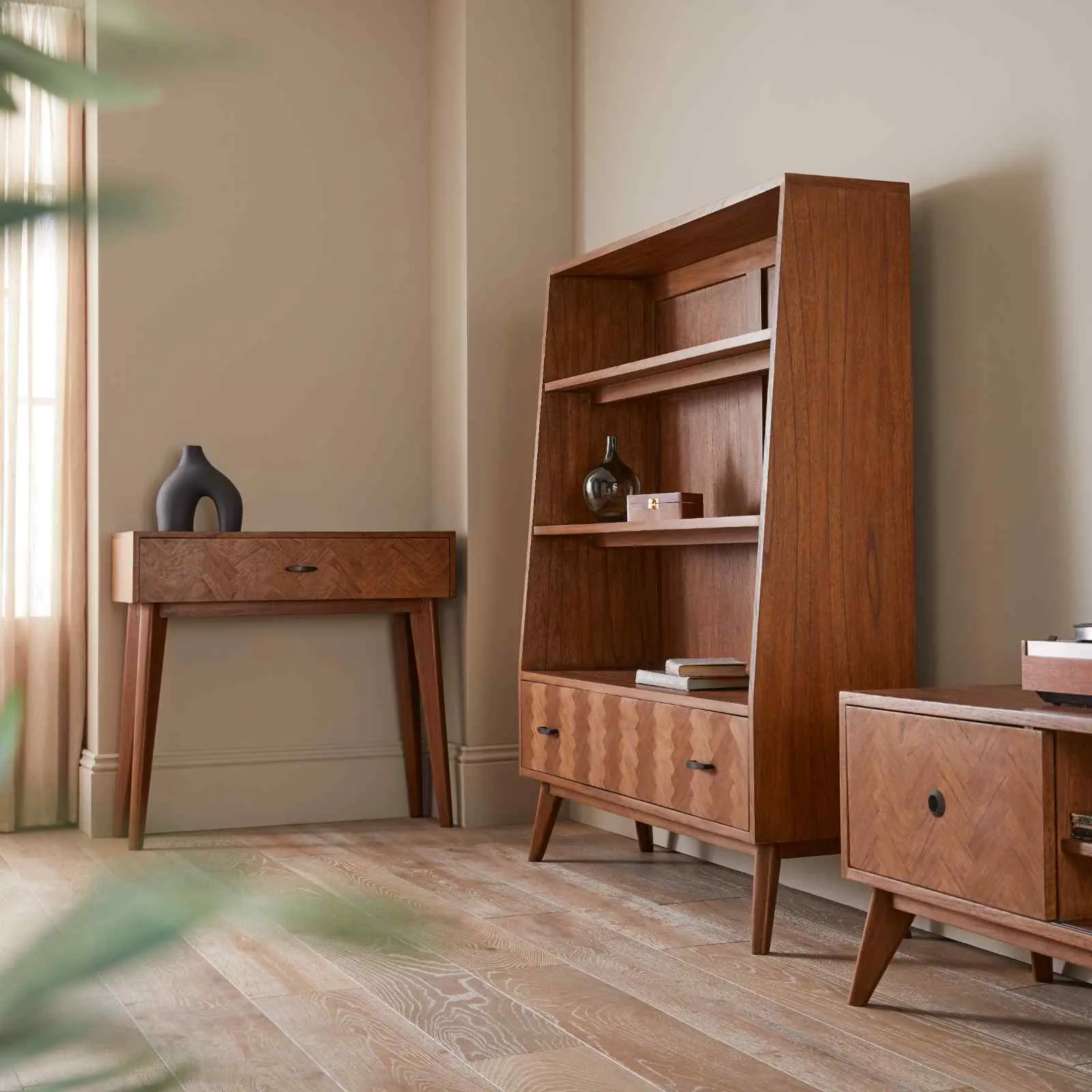 Mid Century Modern Parquet Bookcase