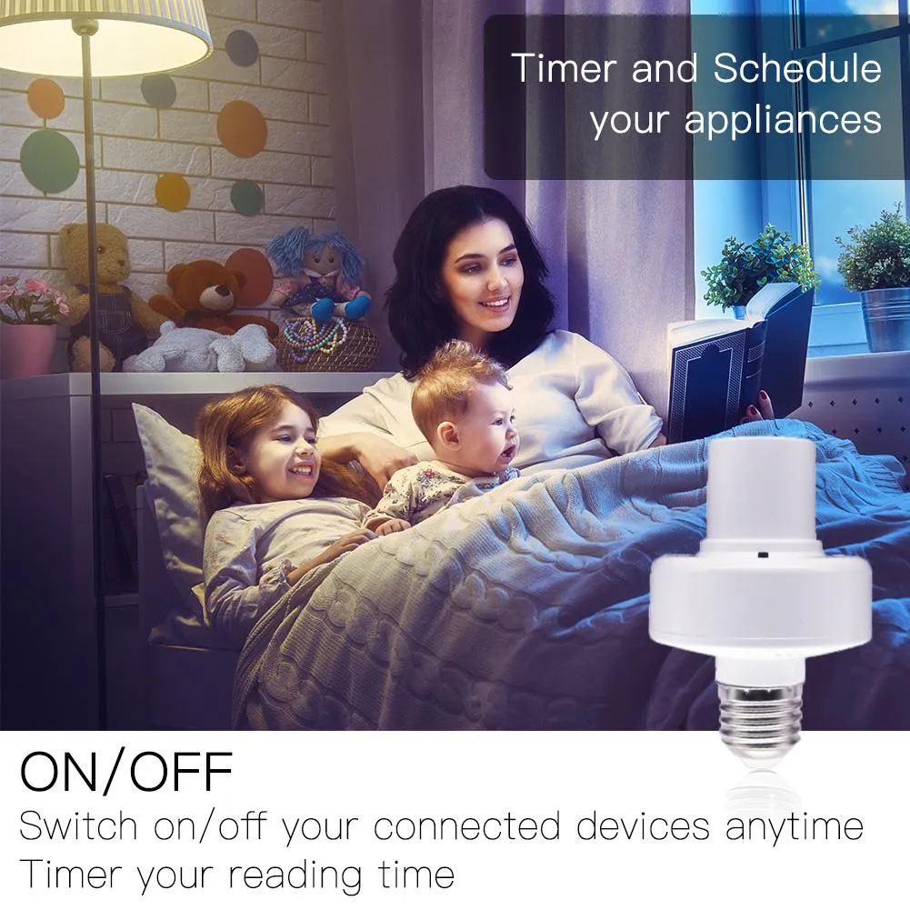 MOES WiFi Smart Light Bulb Adapter Lamp Holder Base AC 85-250V Timmer Remote E27 Lampholder