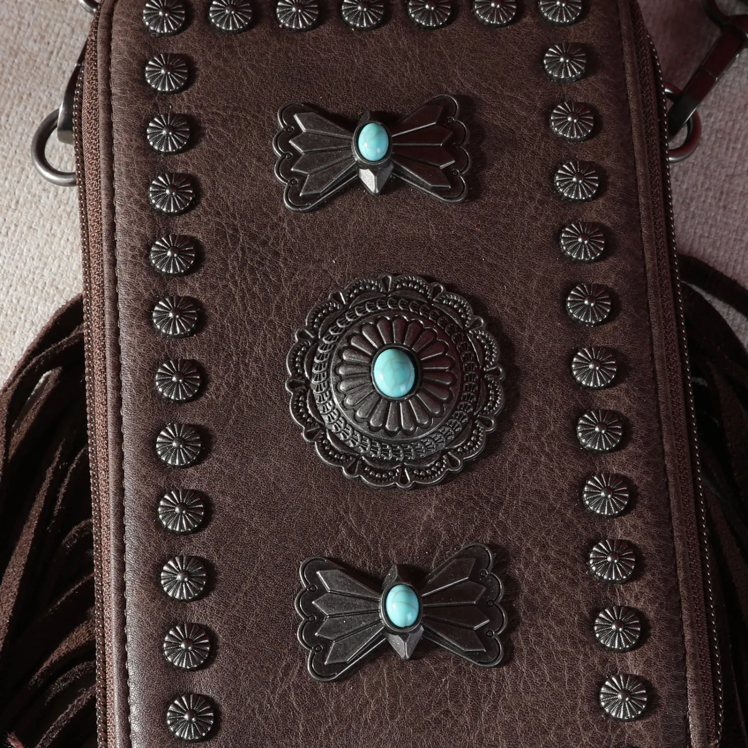 Montana West Fringe Mariposa Concho Collection Phone Wallet/Crossbody