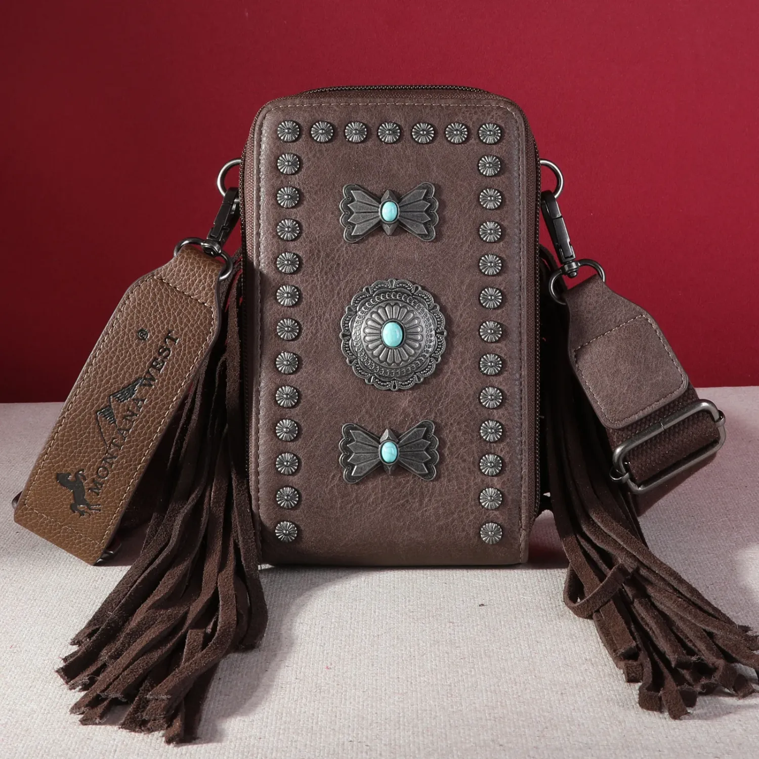 Montana West Fringe Mariposa Concho Collection Phone Wallet/Crossbody