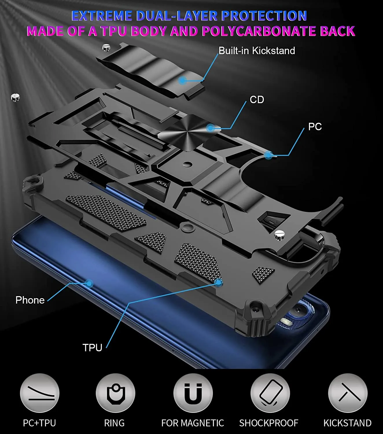 Motorola Edge Plus Case, Moto Edge Glass Screen Protector Man Tree Camo