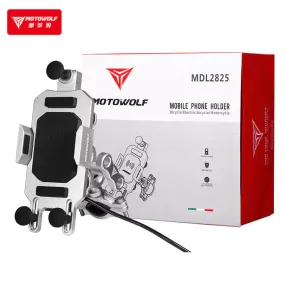 MOTOWOLF Premium Phone Holder Mobile Stand Motorcycle Wireless Charging Handphone USB Wired Charge Motor