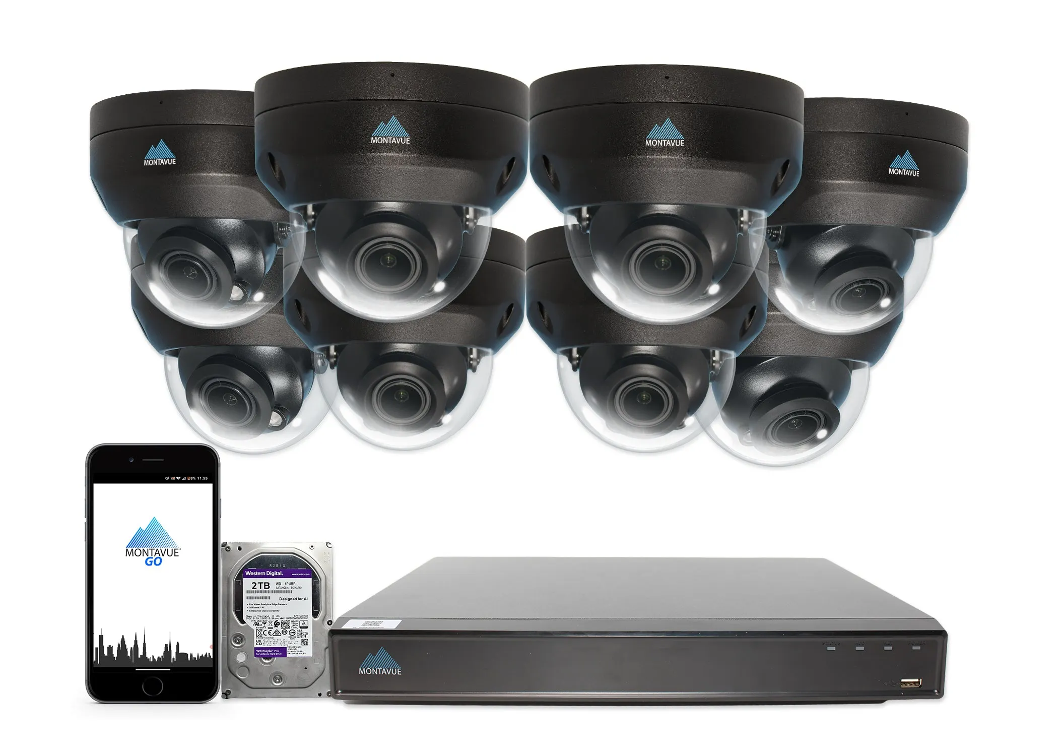 MTD8113-V-AISMD Package | 8MP 4K Smart Varifocal Dome Cameras and 8 Channel 4 Series AI NVR and 2TB HDD