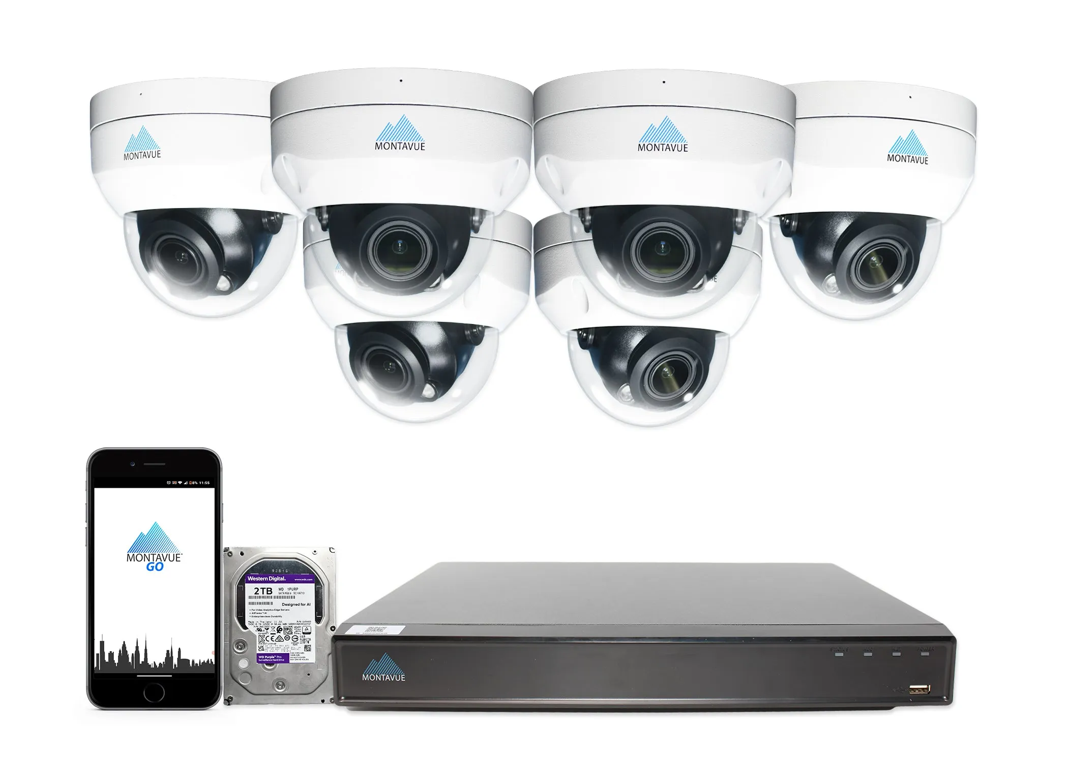 MTD8113-V-AISMD Package | 8MP 4K Smart Varifocal Dome Cameras and 8 Channel 4 Series AI NVR and 2TB HDD