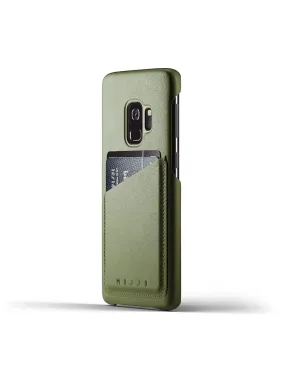 Mujjo Full Leather Wallet Case for Galaxy S9 Olive