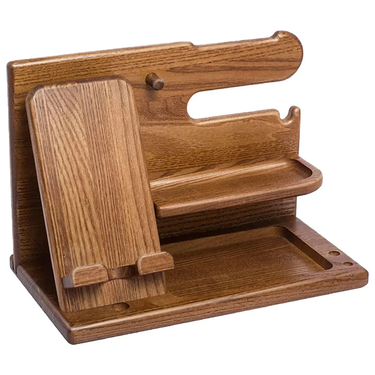 Multi-functional Wooden Telephone Extension Base Father's Gift Bedside Table Organizer