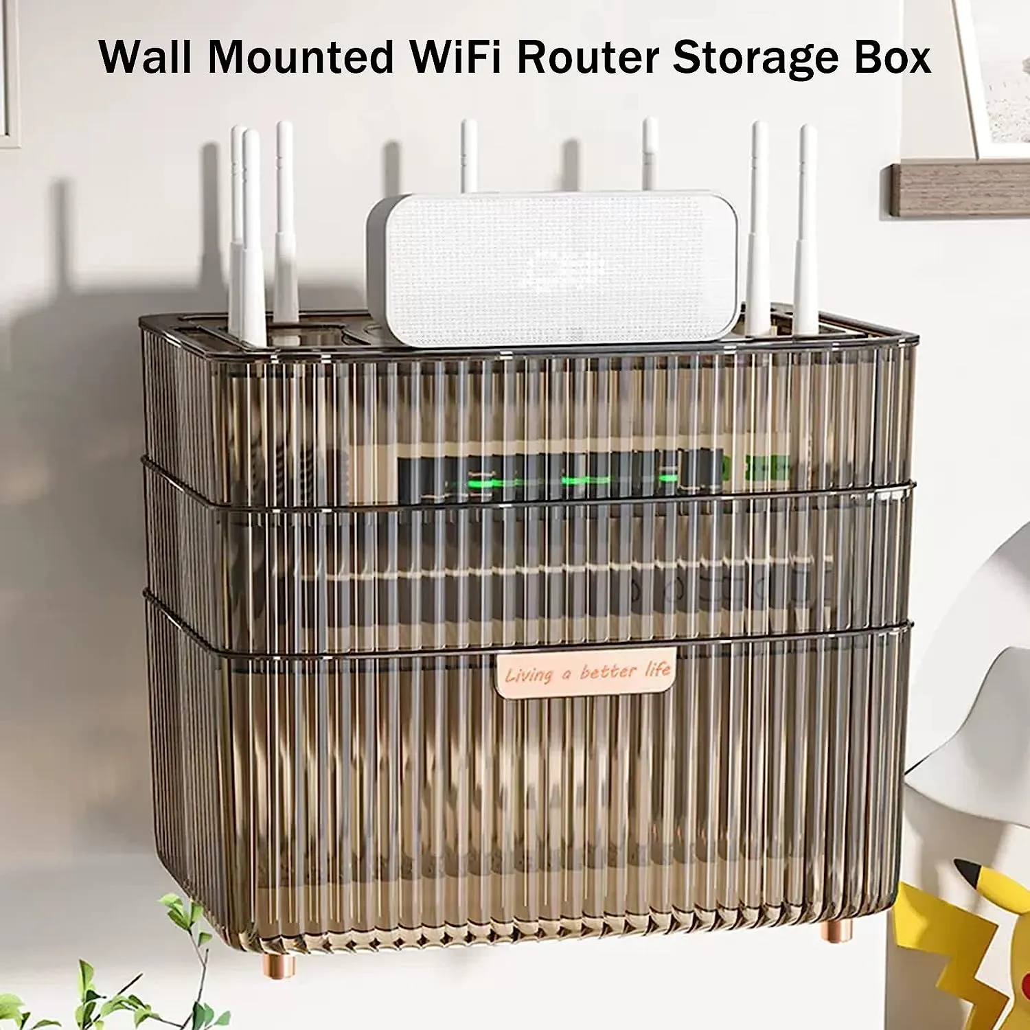 Multi-Purpose 3 Layer Organizer Wifi Router Storage Box Jl-6692 Black