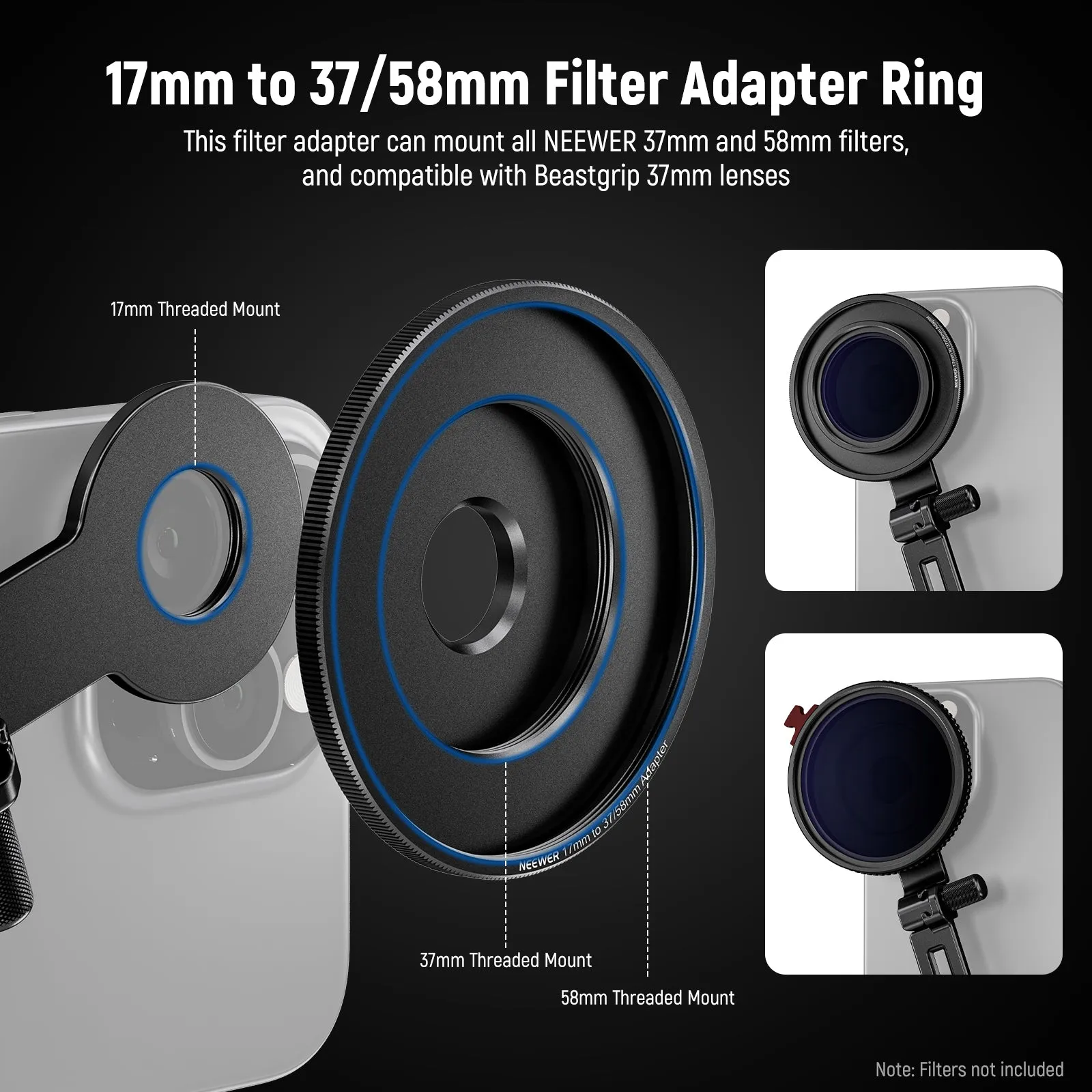 NEEWER PA047 Universal Phone Camera Lens Clamp for 17mm Phone Lenses