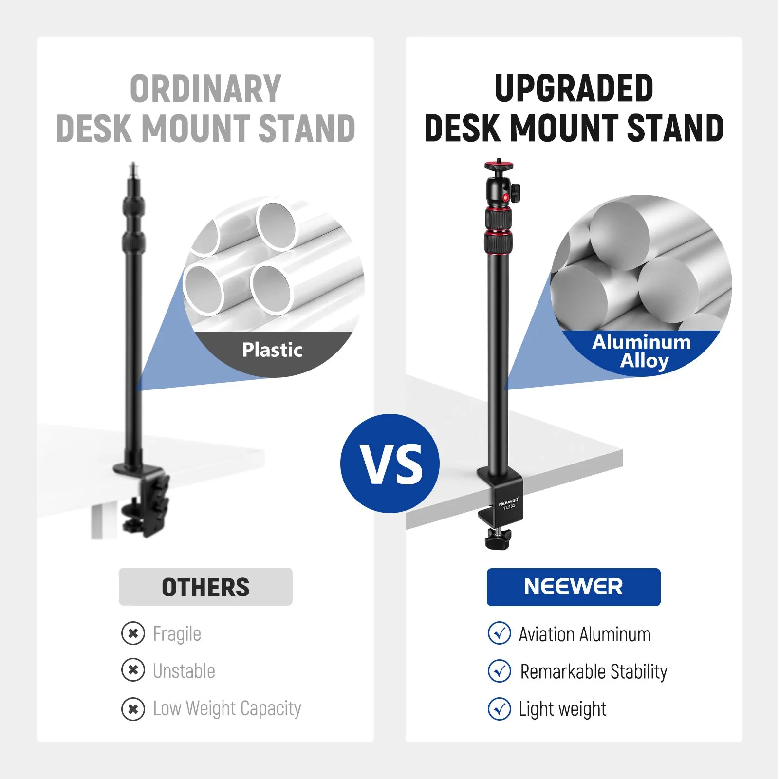 NEEWER TL283 Extendable Camera Desk Light Stand