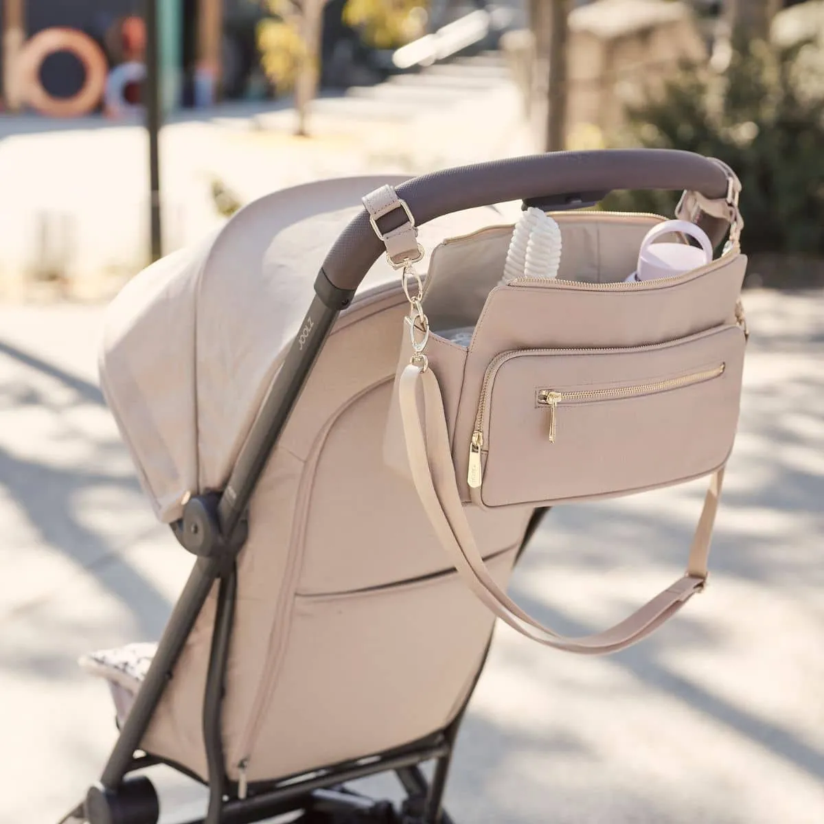 OiOi Vegan Leather Multitasker Pram Caddy - Oat