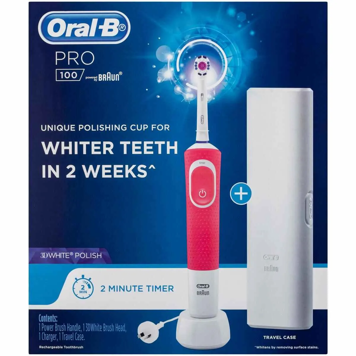 Oral-B Pro 100 3D White Polish - Pink