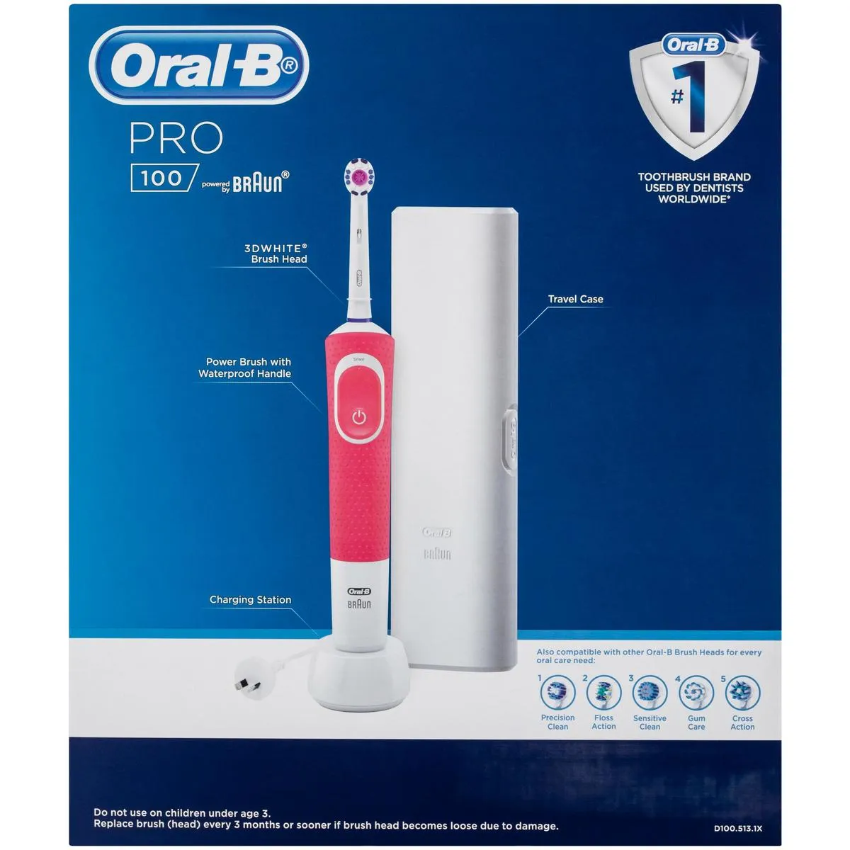 Oral-B Pro 100 3D White Polish - Pink