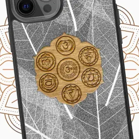 Organic Biodegradable Phone Case - The Seven Chakra Symbols - Skeleton Leaves